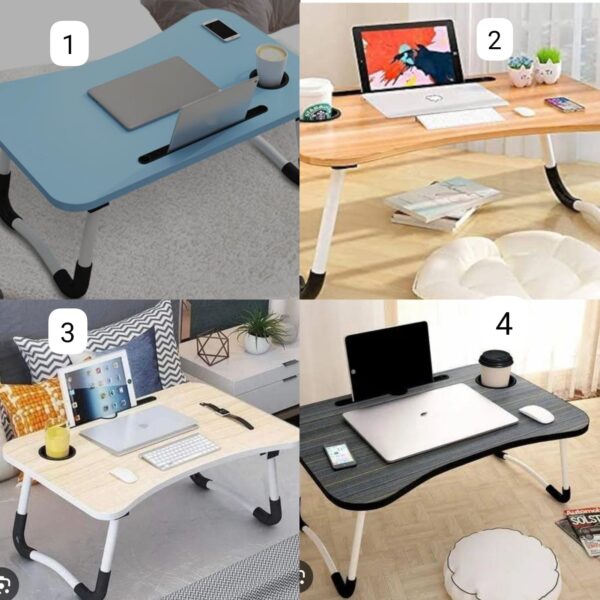 Multi-purpose foldable portable laptop desk study table with tablet slot and drink slot